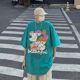 XZ203-SX246-P38夏季新品水洗做旧宽松印花短袖T恤.，男装T恤，星座203