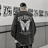 直播品质！秋装新品水洗做旧宽松印花长袖T恤XZ203-CT214-P55.，男装T恤，星座203