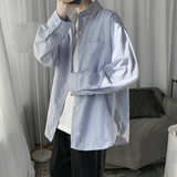 XZ203-CS02-P45新品宽松条纹长袖衬衫数据款有大货，男装衬衫，星座203
