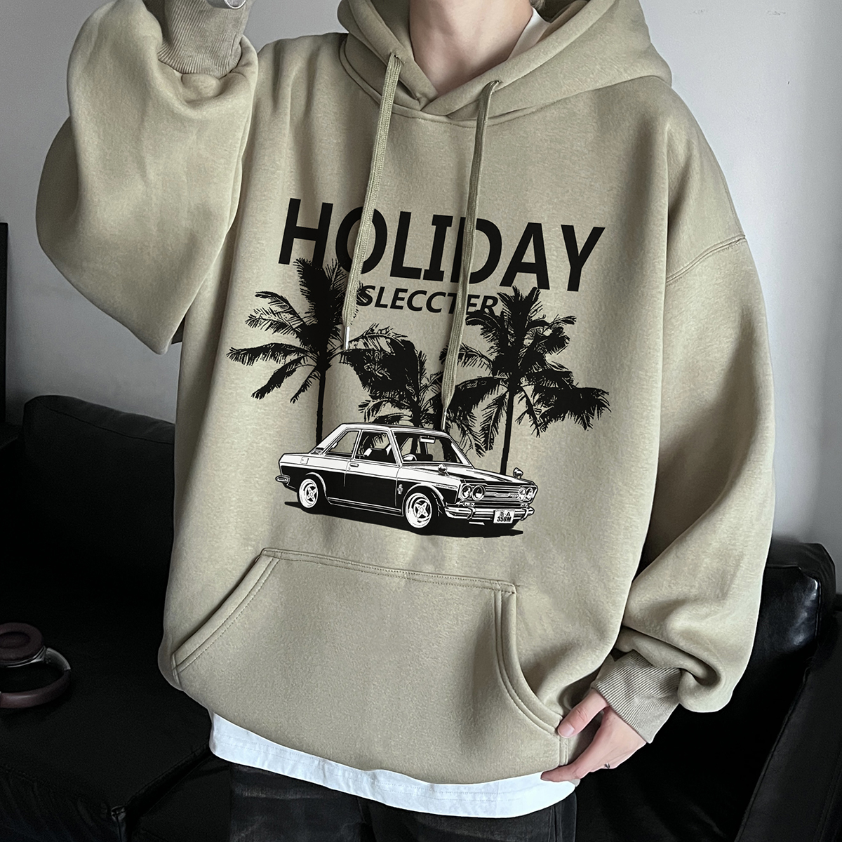 直播品质！重磅新品连帽宽松套头卫衣.XZ203-W647-P55.，男装卫衣，星座203