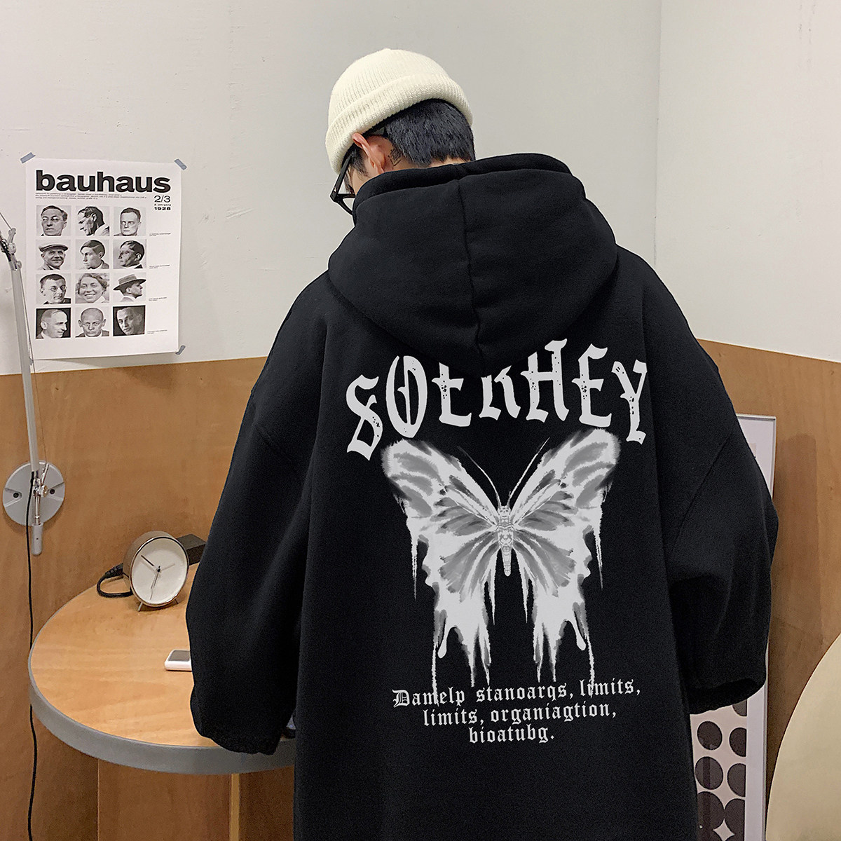 直播品质！重磅新品连帽宽松套头卫衣.XZ203-W601-P55加绒P65,男装卫衣,星座203