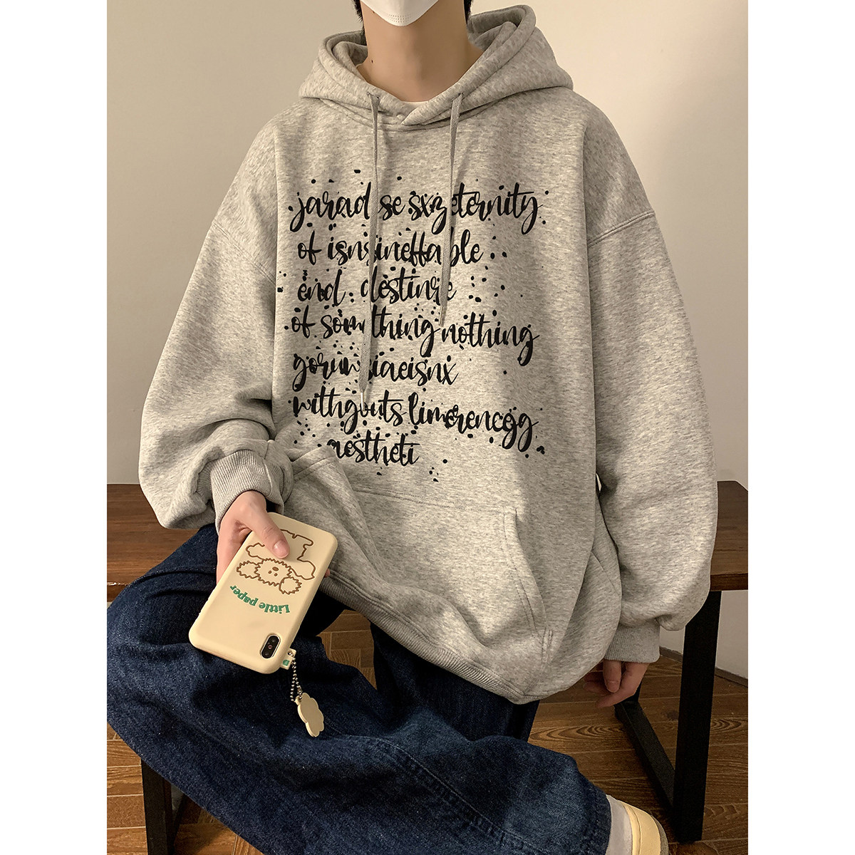直播品质！重磅新品连帽宽松卫衣.XZ203-W607-P55加绒P65.,男装卫衣,星座203
