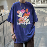 XZ203-SX246-P3823夏季新品水洗做旧宽松印花短袖T恤..，男装T恤，星座203