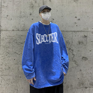 直播品质！秋装新品水洗做旧宽松印花长袖T恤 XZ203-CT215-P55.图片