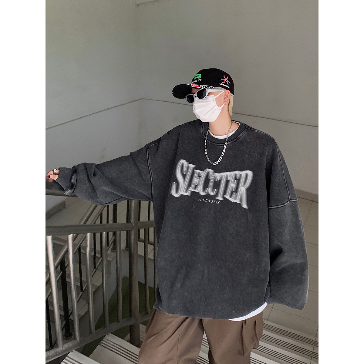 直播品质!秋冬重磅水洗做旧圆领卫衣XZ203-W612-P58..,男装卫衣,星座203