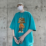 水洗做旧短袖t恤男夏季美式高街重磅260g宽松大码半袖青少年体恤，男装T恤，星座203