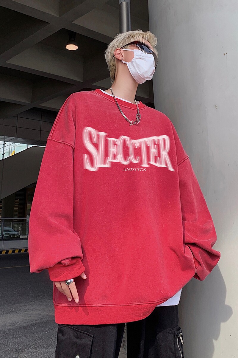 直播品质!23秋冬重磅水洗做旧圆领卫衣XZ203-W612-P58,男装卫衣,星座203