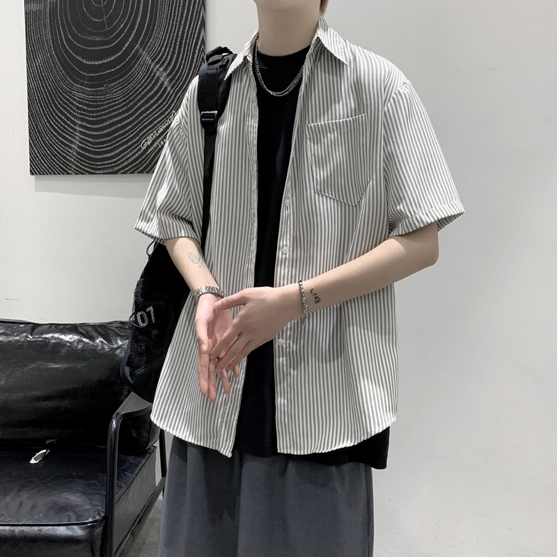 XZ203-CS06-P3823夏新品条纹衬衫短袖,男装衬衫,星座203