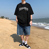 XZ203-T513-P28麂皮绒夏季宽松短袖半袖圆领，男装T恤，星座203