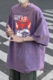 XZ203-SX240-P38夏季新品水洗做旧宽松印花短袖T恤，男装T恤，星座203