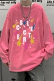 直播品质！秋装新品水洗做旧宽松印花长袖T恤XZ203-CT645-P55，男装T恤，星座203