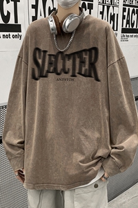 直播品质！秋装新品水洗做旧宽松印花长袖T恤 XZ203-CT215-P55.图片