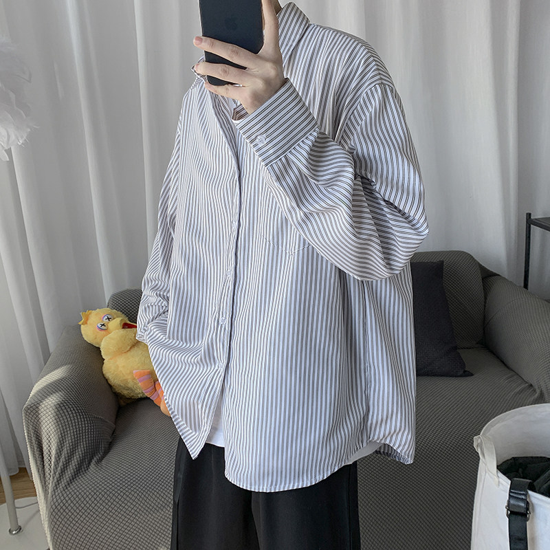 春季竖条纹长袖衬衫数据款XZ203-CS02-P45,男装衬衫,星座203