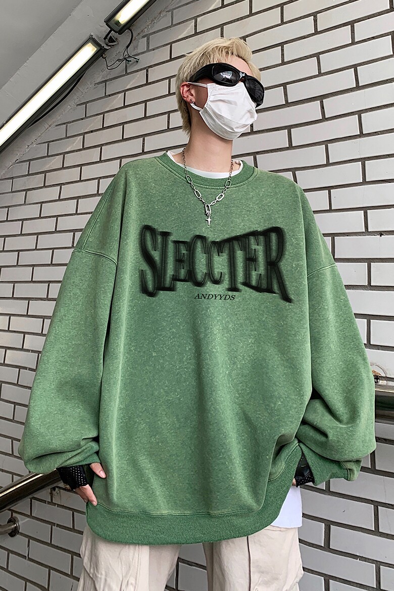 直播品质!秋冬重磅水洗做旧圆领卫衣XZ203-SW642-P58,男装卫衣,星座203