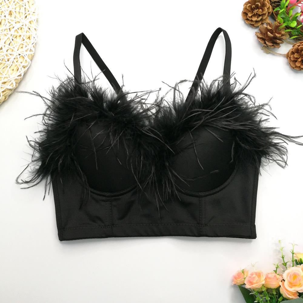 Ostrich feather fishbone chest wrap without underwear