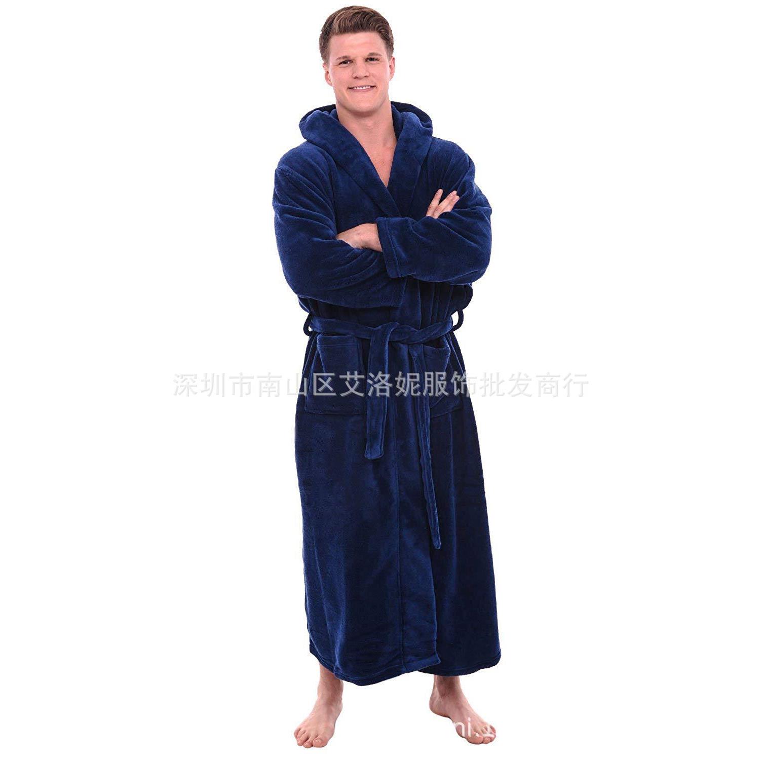 bathrobe ultra luxurious with solid hooded robe male plush