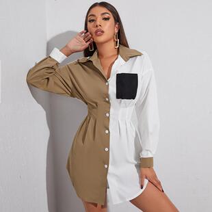 waist contrast Womens length pocket stitching top