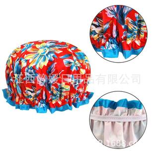 adult cap shower waterproof layer cloth satin print widened