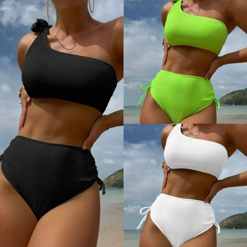 Two-piece bikini tether women's swimsuit sexy solid color