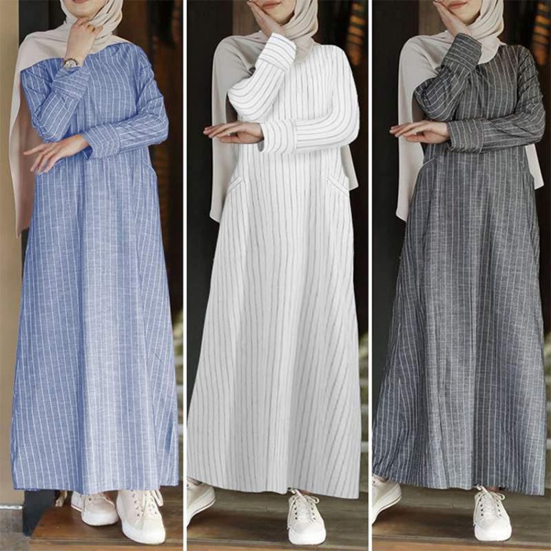 A-Line Artistic and Pullover Neck Cotton Womens Linen Round