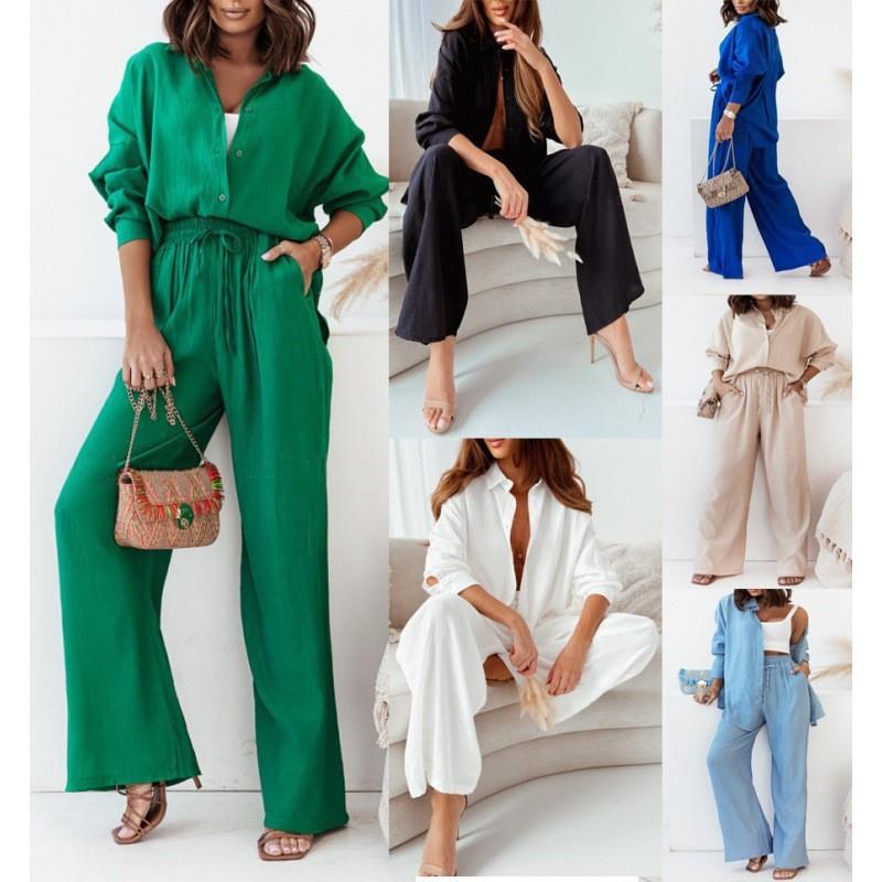 Set Casual Shirt Fashion Wrinkled Suit Leg Long Elastic