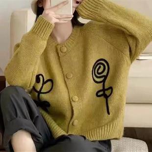 lazy sweater knitted flower temperament for women coat
