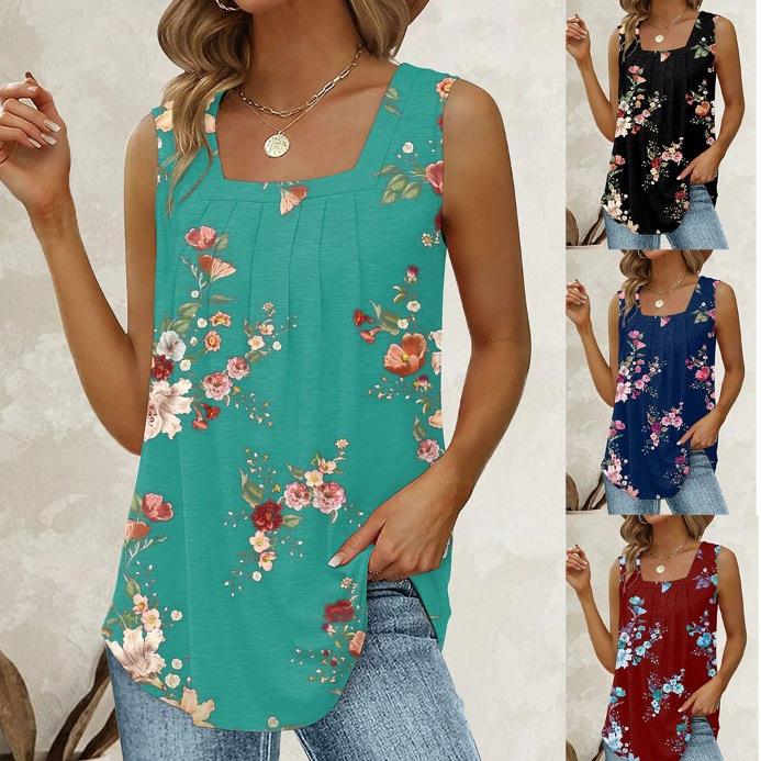 Womens pleated square neck short-sleeved swallowtail