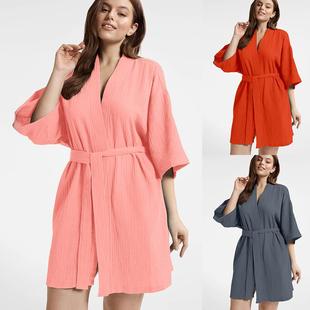 cloth cotton double Hotel wrinkled thick bathrobe homestay