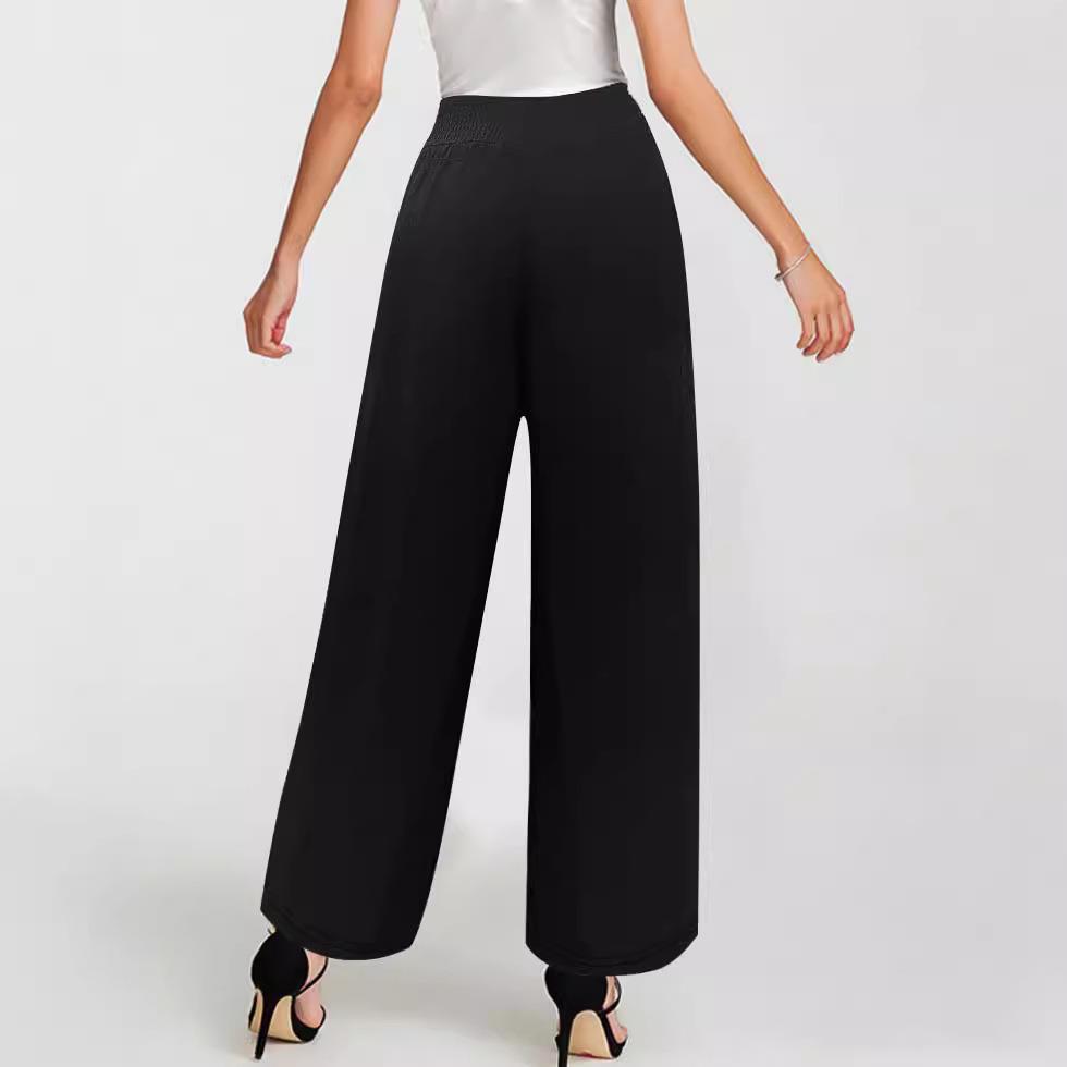 Womens casual fashion solid color drawstring wide leg