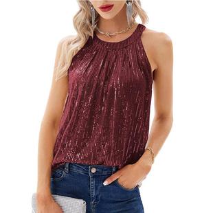 Round Chiffon Shirt Sleeveless Neck Ladies Summer Elegant