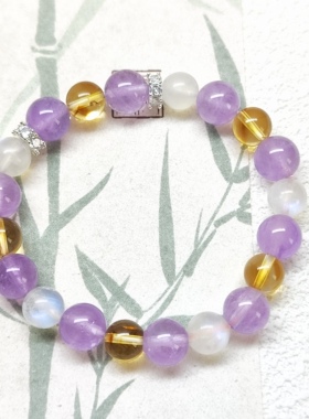 正品天然水晶紫水晶黄水晶蓝月光手串闺蜜礼物紫气东来手链女款