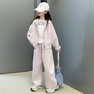 女童春秋套装2025新款网红中大童女孩时髦秋装洋气秋季运动两件套