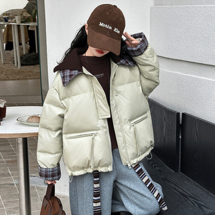 女童冬装洋气短款亮皮棉衣2025新款儿童韩版棉服女大童保暖面包服