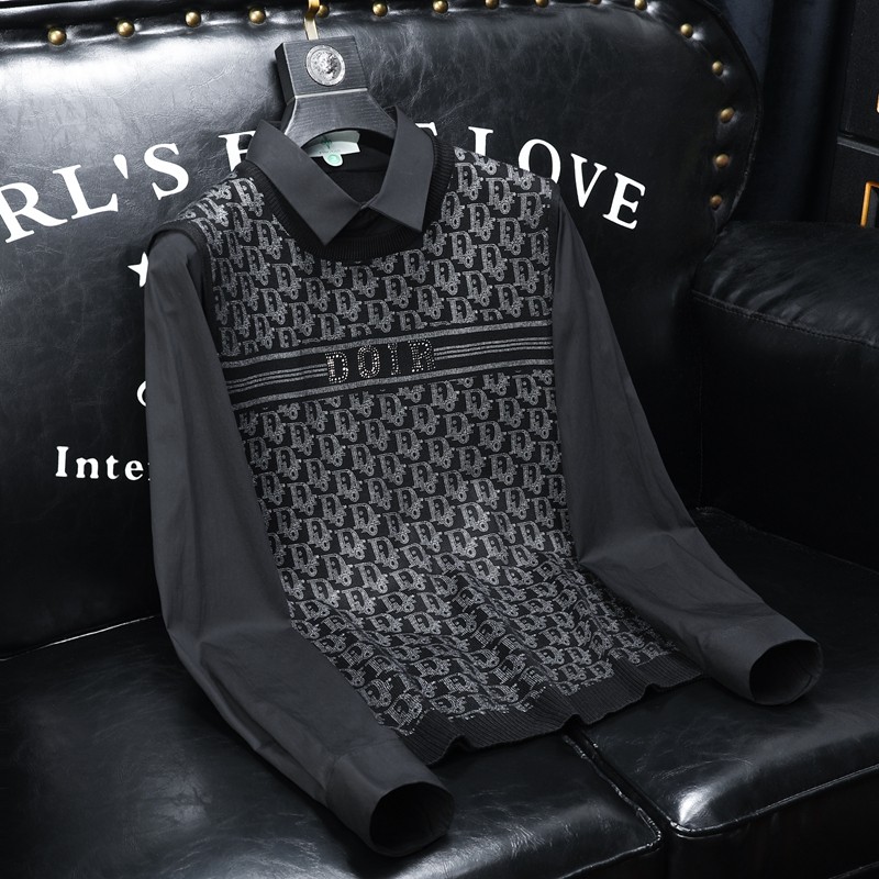 2023秋冬新款衬衫羊毛衣男士假两件针织衫9802P125沙发，男装针织衫/毛衣，钱塘6009(原3017)