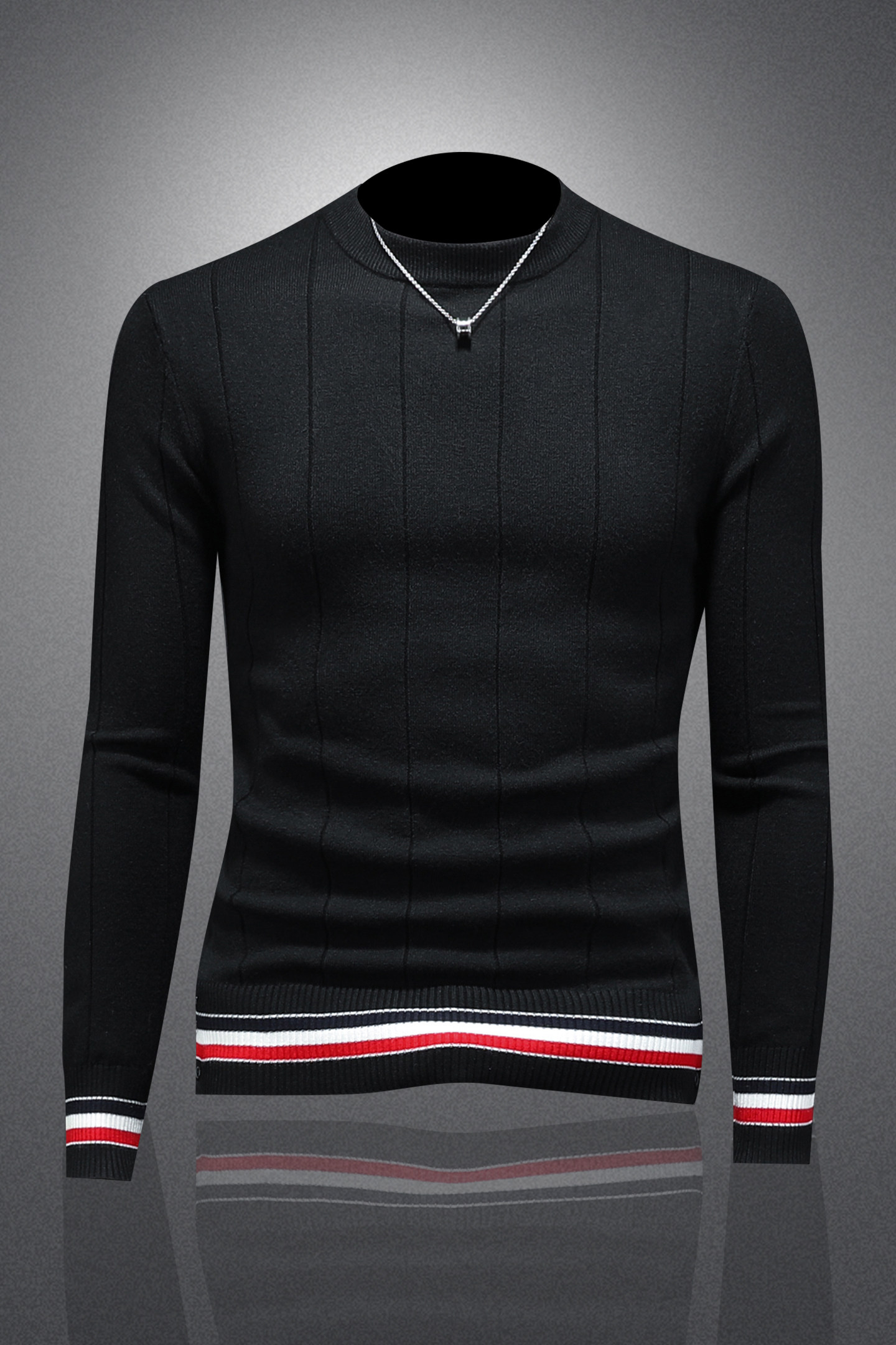 QT6009-1027-P125秋冬加厚套头毛衣男修身百搭弹力针织衫镂空,男装针织衫/毛衣,钱塘6009(原3017)
