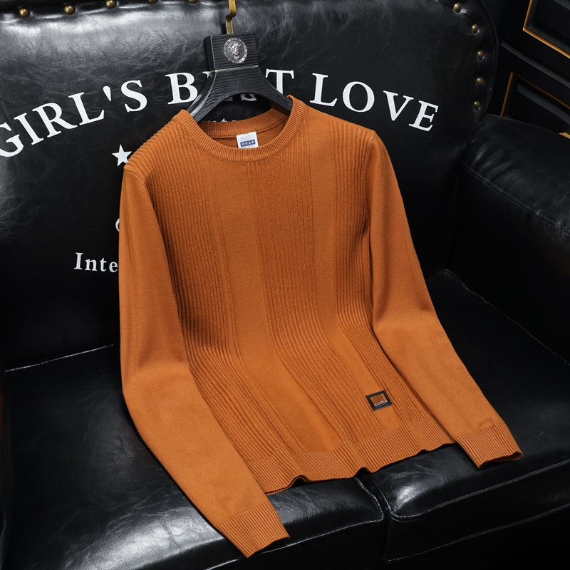 2023秋冬冬季圆领羊毛提花衫针织衫打底QT3017-803-P85沙发咖，男装针织衫/毛衣，钱塘6009(原3017)