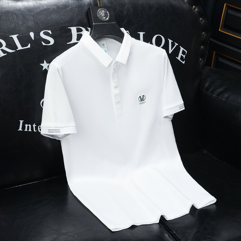 欧货高品质丝光棉2023夏季新款男士短袖POLO衫 7635-P75 白 沙发图片