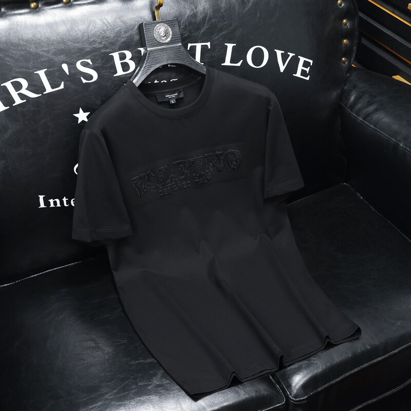 2024夏装新款丝光棉男士短袖t恤南瓜高品质欧货25055P80沙发黑，男装T恤，钱塘6009(原3017)