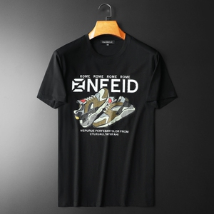 2024夏裝新款絲光棉男士短袖t恤百搭高品質歐貨 8853-P70平鋪黑圖片