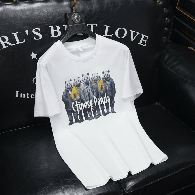 2024夏装新款丝光棉男士短袖t恤百搭高品质欧货7013P70沙发白，男装T恤，钱塘6009(原3017)