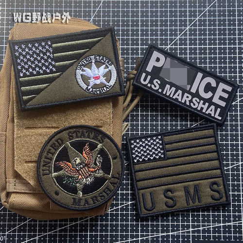 US MARSHAL美国联邦法警背心贴章 刺绣魔术贴章 战术臂章胸贴后背
