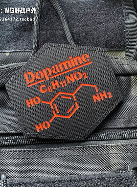 夜光多巴胺分子式士气章臂章 Dopamine创意切割魔术贴章胸贴徽章