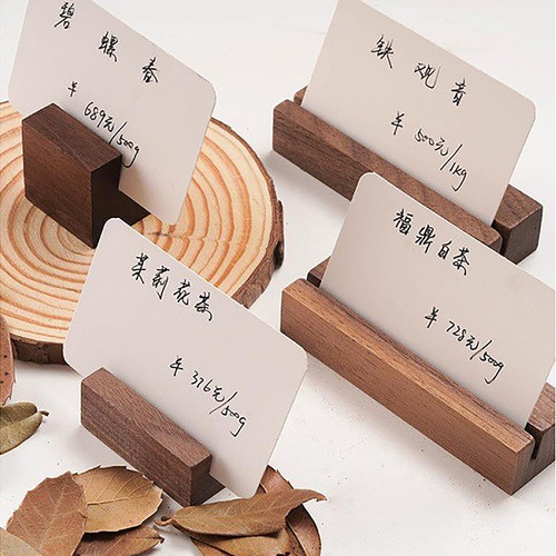 实木价格牌卡片卡座摆件便签纸夹