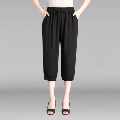 妈妈百搭中裤纯棉七分裤女莫代尔