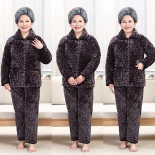 套装 老太太冬天保暖抗寒睡衣女特大码 200斤老人奶奶加厚棉衣棉裤