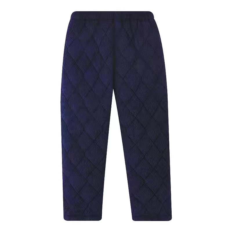 婆婆冬季睡裤女妈妈加绒加厚长毛绒直筒裤中老年法兰绒夹棉家居裤