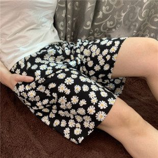 薄阿姨外穿休闲裤 纯棉绸中年妇女阔腿睡裤 子百搭 妈妈五分短裤 夏季