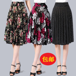 松紧腰裙阿姨冰丝短裙 中年妇女士妈妈装 夏季 中老年奶奶半身裙大码