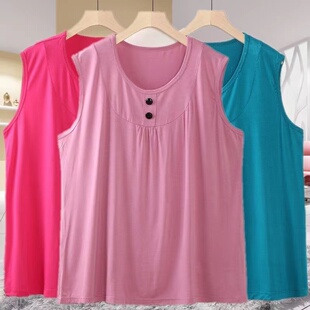 200斤妈妈莫代尔棉T恤上衣服中老年夏装 胖婆婆加肥加大码 背心女装