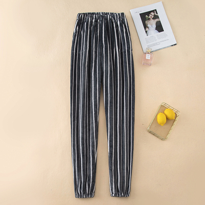 爸爸保暖法兰绒束口家居裤男外穿